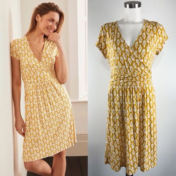 Boden Dresses & Skirts - Boden Sz 8 Lola Mini Dress Faux Wrap Casual Brimstone Yellow